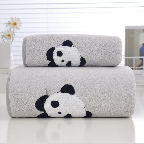 Coral Bear Embroidered Towel Bath Towel Combination Set Soft, Water Absorbent, Non Hair Falling Gift Set Towel