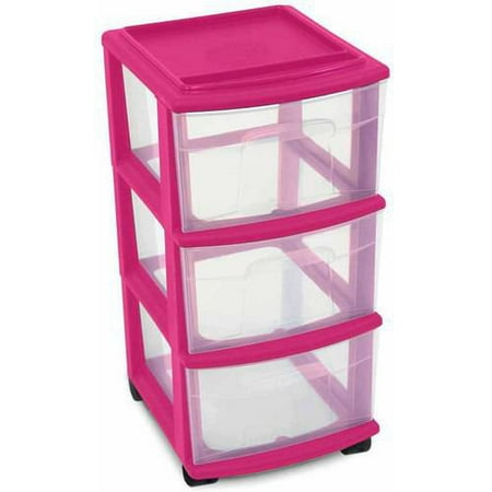 Homz 3-Drawer Medium Cart and Drawers, Spearmint, Set of 2