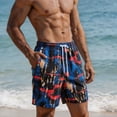 thumbnail image 6 of Enjoytime Shorts Men Summer Lightweight Swimwear Print Elastic Waist Drawstring Breathable Beach Shorts, 6 of 7