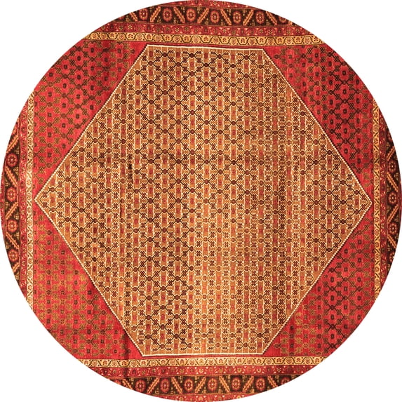 Ahgly Company Machine Washable Indoor Round Persian Orange Traditional Area Rugs, 3' Round