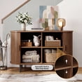 thumbnail image 6 of ROGALIS 48" Buffet Sideboard Cabinet with Storage, Modern Fluted Cabinet with Sliding Doors & Adjustable Shelf, Coffee Bar Accent Cabinet for Kitchen, Dining Room, Entryway, Walnut, 6 of 7