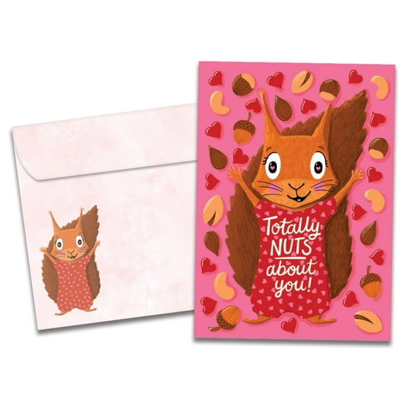 Tree-Free Greetings Valentine's Day Greeting Card, 5x7, Squirrel Nuts (GO64327)