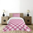 thumbnail image 4 of Ambesonne Geometric Quilted Bedspread Set 2 Pcs, Diagonal Pastel Color, Twin Size, Fuchsia Pale Pink White, 4 of 5