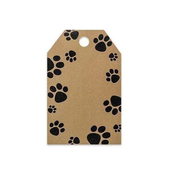Black Paws On Kraft Gift Tags - 2 1/4in. x 3 1/2in. - 50 Pack (PTPAW)