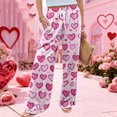 thumbnail image 4 of LWavelet Soft Fabric Heart Print Wide Leg Pants Women Valentine's Day Casual Wear Purple Pink XL, 4 of 6