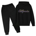thumbnail image 2 of Toddler Boy Casual Clothing Set Autumn and Winter Letter Printed Long Sleeve Hoodie Sweatshirt and Pants Cute Sets Size 3-4T ,Black, 2 of 3