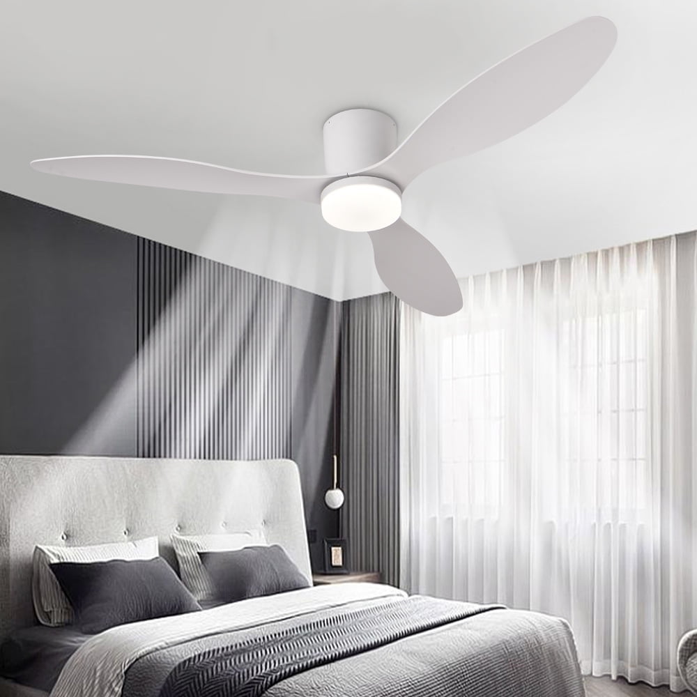 Ceiling Fans with Lights, 52 Inch Low Profile Ceiling Fan with Remote/App Control, Flush Mount, DC Reversible Motor, Dimmable LED for Bedroom,Indoor/Outdoor Use