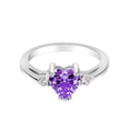 thumbnail image 2 of Simulated Amethyst Cubic Zirconia Heart Promise Ring 925 Sterling Silver Size 5, 2 of 3