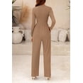 thumbnail image 3 of PRETTYGARDEN Womens Jumpsuit Dressy Casual Spring Fall Fashion One Piece Outfits Long Sleeve Mock Neck Wide Leg Pants Rompers, 3 of 8