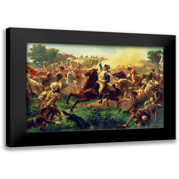 Leutze, Emanuel 14x11 Black Modern Framed Museum Art Print Titled - Washington Rallying the Troops at Monmouth