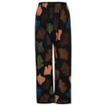 thumbnail image 5 of Cropped Pants for Women Spring Summer Lightweight Floral Print Elastic High Waist Wide Straight Leg Stretchy Boho Pants, 5 of 9