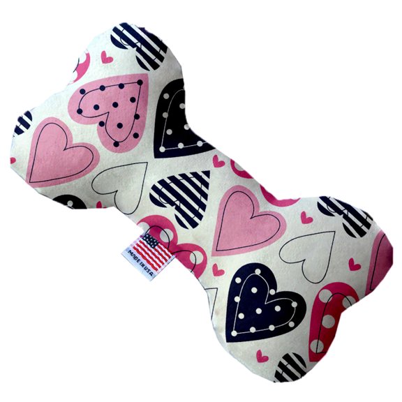 Pet and Dog Plush Heart or Bone Toy, "Valentine's Day Group" (Available in different sizes, and 8 different pattern options!)