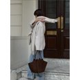 thumbnail image 5 of Chaquetas de lana con cuello de bufanda para mujer, abrigo elegante de manga larga con una sola botonadura, ropa de calle de otoño e invierno, 5 of 5