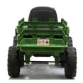 thumbnail image 4 of Topcobe 12V Battery-Powered Toy Tractor with Trailer and 35W Dual Motors, 3-Gear-Shift Ground Loader Ride On with LED Lights and USB Audio Functions, Dark Green, 4 of 13