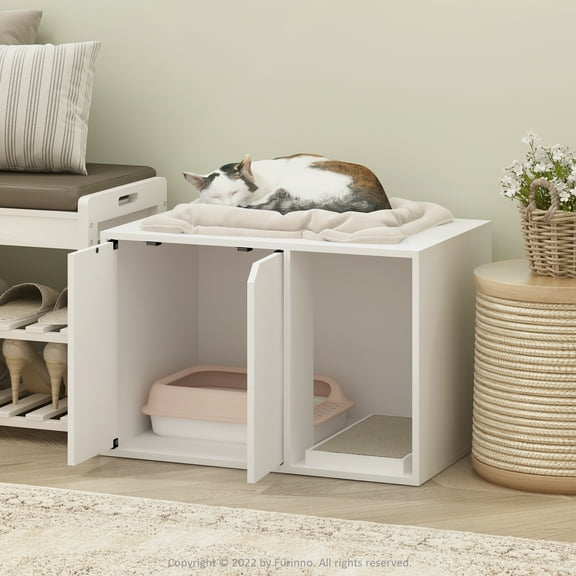 Furinno Peli Small Litter Box Enclosure, Solid White