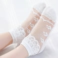 thumbnail image 3 of Coerni Girls' Summer Thin Lace Floral Print Short Socks Mesh Breathable Lace Socks With Princess Shoes Socks for Kids with Sensory Issues, 3 of 8