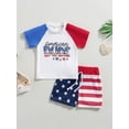 thumbnail image 2 of Wassery 4th of July Baby Boys Independence Day Outfits Cow Letters Print Short Sleeve Crew Neck T-shirt and Stars Stripes Shorts 2Pcs Toddle Summer Casual Outfit Set 0-3T, 2 of 8