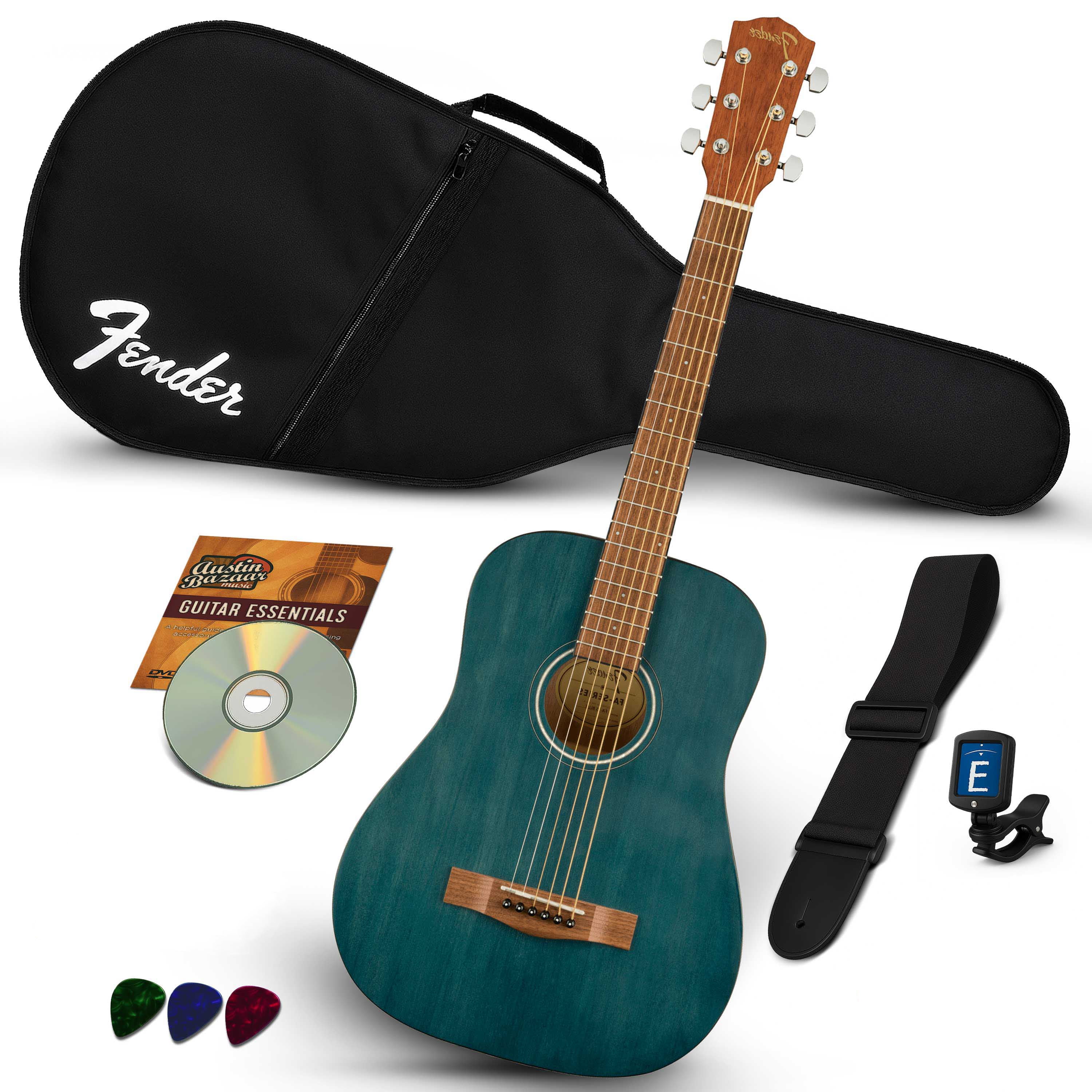 Fender FA-15 3/4-Scale Kids Steel String Acoustic Guitar - Blue w/ Gig Bag