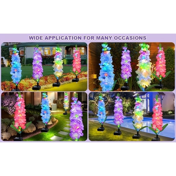 Solar Powered Hyacinth Flower Light, Solar Garden Patio Yard Decor, Color-Changing, Waterproof, Energy-Efficient, and Durable Outdoor Decoration, for Lawn, Path, Courtyard Garden