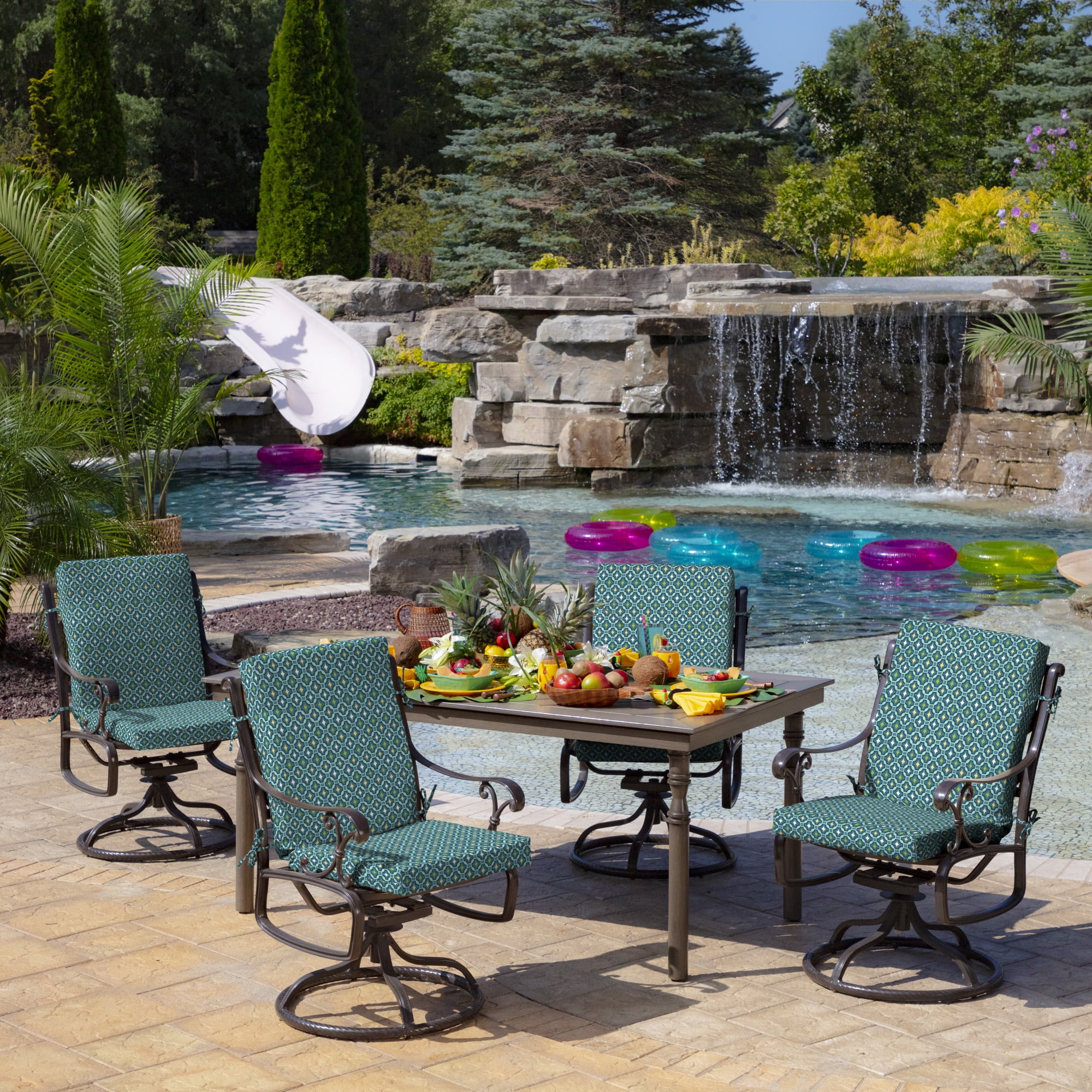 ARDEN Outdoor Midback Chair Cushion, 18 x 16.5, Water Repellent, Fade Resistant 18 x 16.5, Alana Tile