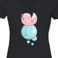 thumbnail image 4 of Inktastic Cute Axolotl Sitting on a Bubble Women's V-Neck T-Shirt, 4 of 5