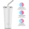 thumbnail image 3 of THILY Vacuum Insulated Tumbler Stainless Steel 26 oz Coffee Cup with 2 Lids and Straws, Powder Coated Travel Mug, Keeps Ice Drinks Cold, White, 3 of 5