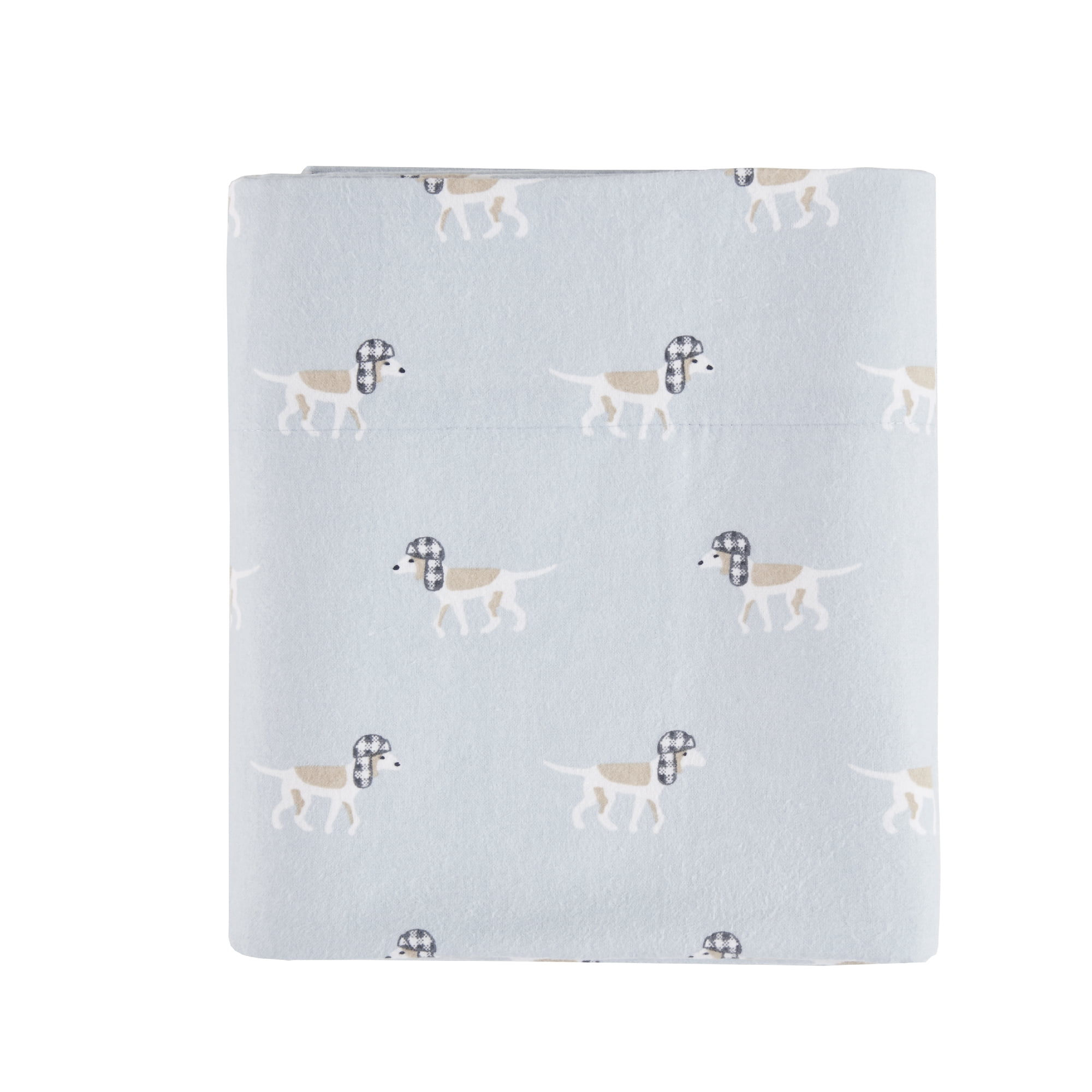 Woolrich Cotton Flannel Blue Dogs 4 Piece Sheet Set, Queen