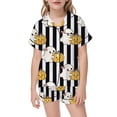 thumbnail image 4 of SJLDQY Girls' Halloween Pajama Sets Ghost Pumpkin Print Short Sleeve Shirts and Shorts 2 Piece Pj Sets Casual Sleepwear Button Down Loungewear Sets, 4 of 5