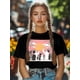 thumbnail image 3 of Women's T Shirts Short Sleeve Graphic Tees Cartoon Cute Cats Sunset Casual Crew Neck T-Shirt for Women/Teen Girls, 3 of 8