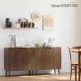 thumbnail image 4 of Smart FENDEE Farmhouse Sideboard Cabinet with Shelf and Paper Clip Pattern for Kitchen, Walnut Wood, 4 of 7