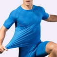 thumbnail image 1 of Tops para hombre, blusas y camisas de manga corta con cuello redondo para hombre, blusas deportivas de secado rápido de color liso para hombre, blusas de manga corta con cuello redondo para hombre, 1 of 9