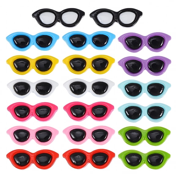 VANIDO 20pcs Mini Sunglasses DIY Crafts Resin Colorful Flatback Buttons Resin Charm Accessories Crystal Cute Charm Ornament for DIY Hair Clip