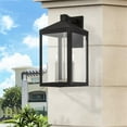 thumbnail image 2 of Beaumont Lane Transitional 3-Light Brass & Glass Outdoor Wall Lantern in Black, 2 of 13