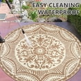 thumbnail image 4 of Round Outdoor Rug 5*5ft Waterproof Patio Plastic Straw Rug Collection Bohemia Reversible Outdoor Carpet for RV Camping Deck Balcony Graden Beach Boho Porch Decor,Beige, 4 of 11