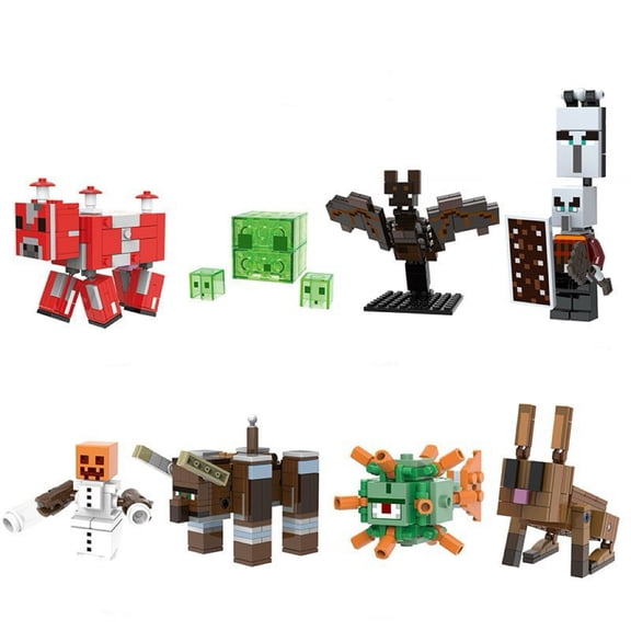 8 Pcs My World Minifigures Building Block Kits Set, Game Series Pixel Action Figures Toy, Gift for Children and Fans