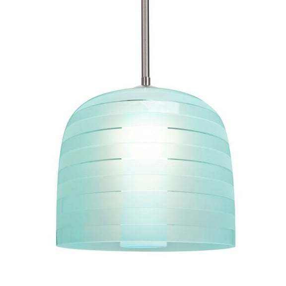 1TT-MITZI10CY-LED-SN-Besa Lighting-Mitzi 10 - 1 Light Cord Pendant-Satin Nickel Finish-Cyan Glass Color-LED Lamping Type