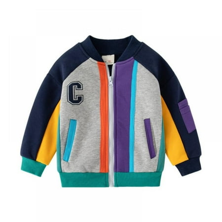 

12M-7T Toddler Boys Girls Spring Autumn Zipper Hoodies Coats Esho Kids Casual Sports Baseball Jackets Outerwear