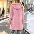 thumbnail image 4 of Womens Winter Long Sleeve Solid Fleece Open Front Hooded Cardigans Jacket Coats Outerwear with Pockets, 4 of 6
