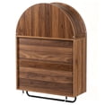 thumbnail image 4 of Ktaxon Arched Bathroom Medicine Cabinet, Wall Mounted Storage Cabinet with Double Glass Doors, Towel Bar & Adjustable Shelf, for Bathroom, Entryway and Kitchen, Walnut, 4 of 17
