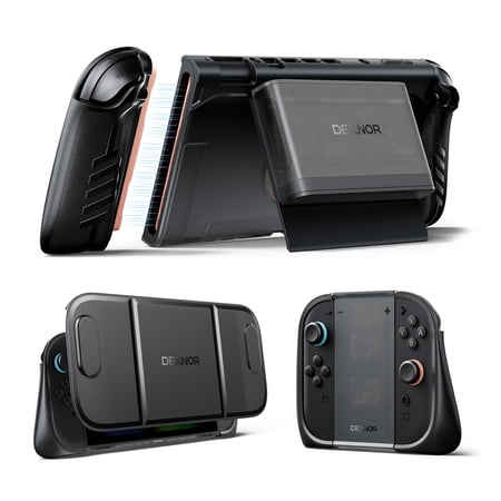 Dexnor for Nintendo Switch 2 Case 2025 Dockable Cover with Transformable Grip & Detachable Magnetic Card Holder 5 Games 2 SD Card Storage & Adjustable Kickstand & Front Cover & Ergonomic Design