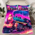 thumbnail image 2 of Erosebridal Train Print Queen Sheet Sets, Steam Engine Bedding, Hot Pink,, 4 Pieces, 2 of 6