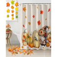 thumbnail image 3 of Fall Thanksgiving Shower Curtain Set ，Waterproof Fabric Shower Curtains Pumpkin Maple Leaf Dwarf Linen Pastoral Shower Curtains for Bathroom,Bathroom Decor 72"x78", 3 of 7