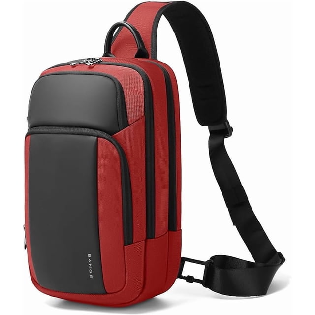 BANGE Bolso Cruzado Unisex de 11 Pulgadas con Compartimento Separado, Bolso Ligero E Impermeable para el Trabajo (Rojo)