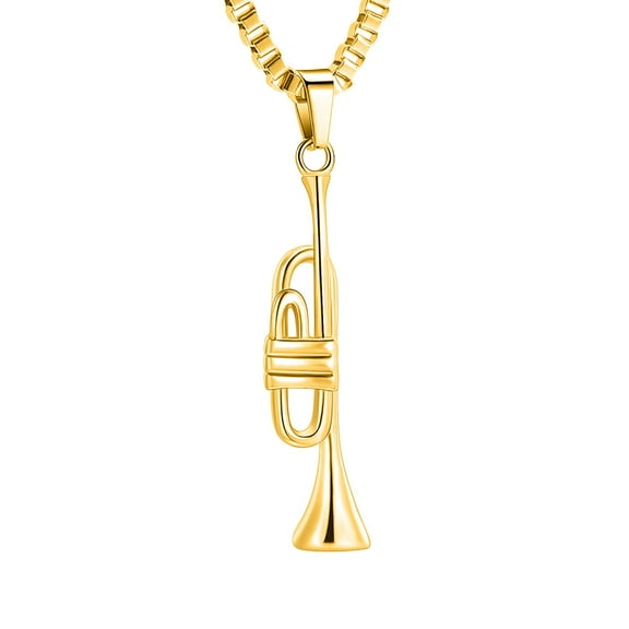 Stainless Steel Musical Instrument Trombone Pendant Necklace for Cremation Ashes Keepsake Musician Memorial Jewelry