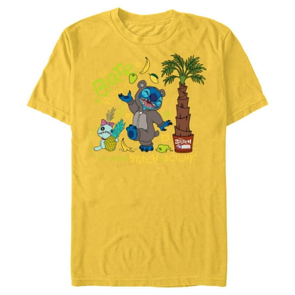 Disney 100 Stitch in Costume Baloo Bare Necessities & Scrump - Short Sleeve Blended T-Shirt for Adults - Customized-Yellow