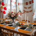 thumbnail image 5 of Orange Black Round 13 Inch Placemats Set of 2, Farmhouse Striped Modern Abstract Art HeatResistant Non Slip Place Mats for Dining Table, Wipeable Braided Kitchen Table Mats for Housewarming, 5 of 9