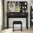 thumbnail image 2 of Smuxee Modern Vanity Set with Mirror and Lights,2 Drawers and 2 Shelves,Bedroom Makeup Table,Black, 2 of 7