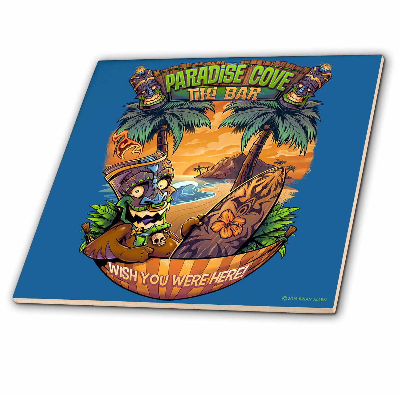 3D Rose Guy Hanging Out at A Tiki Bar Pillow Cases 16 x 16 