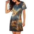 thumbnail image 2 of Easygdp Starry Sky White Horse Camisón de manga corta para mujer, informal, estampado, 2 of 6