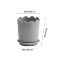 thumbnail image 4 of Plastic Flower Pot with Drainage Hole and Saucer, 6 Inch Decorative Resin Planter with Petal Rim, Frosted Indoor Outdoor Plant Pot for Houseplants, Succulents, Herbs, 4 of 7